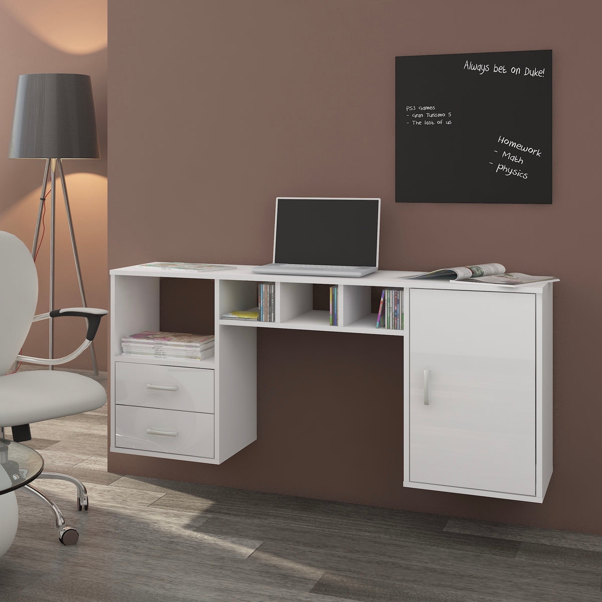 Wall desk on sale with drawers